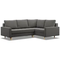 mebligo Rechts Ecksofa mit Schlaffunktion, Ottomane, Dunkelgrau - Grau