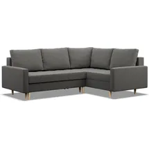 mebligo Rechts Ecksofa mit Schlaffunktion, Ottomane, Dunkelgrau - Grau