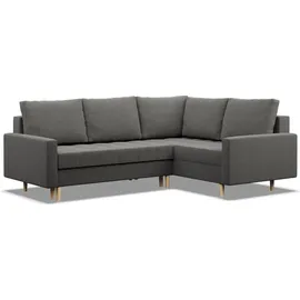 mebligo Rechts Ecksofa mit Schlaffunktion, Ottomane, Dunkelgrau - Grau