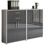 BMG Möbel Aktenschrank Tabor (Set 12, Büroschrank abschließbar mit Metallgriffen) Made in Germany grau