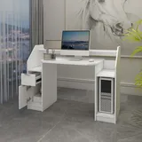 Schreibtisch Computertisch Einstellbar Laptoptisch Gamingtisch PC 120 cm Weiß