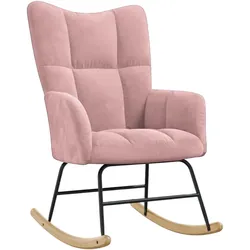 Schaukelstuhl mit Armlehne | Polyester | Frottee-Optik | Rosa