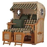 Mr. Deko bene living Strandkorb Komplettset Ammersee Teak Bullauge