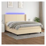 vidaXL Boxspringbett mit Matratze & LED Creme 180x200 cm Stoff