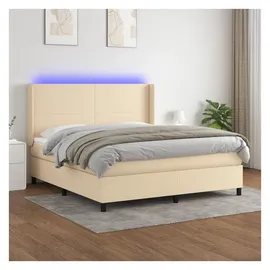 vidaXL Boxspringbett mit Matratze & LED Creme 180x200 cm Stoff
