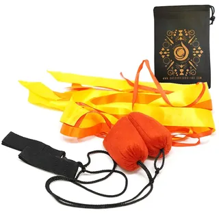 Pyro Pixies Elemental Ribbon Poi und Cascade Jongliertasche – Anfänger-Übungs-Poi-Set (Feuer)