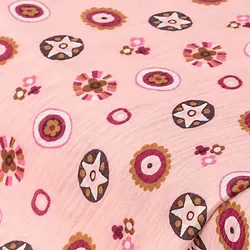 Musselin/Doppel-Gaze "Kreise", rosa-color