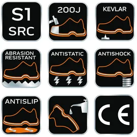 Neo Tools Sicherheitsschuhe Halbschuhe Stahlkappe Sportliche S1 SRC - Größe 45 - Blau