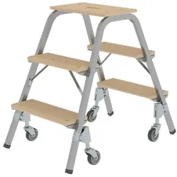 Tritt mit Brems-Lenkrollen, 3 Stufen, Höhe 730mm