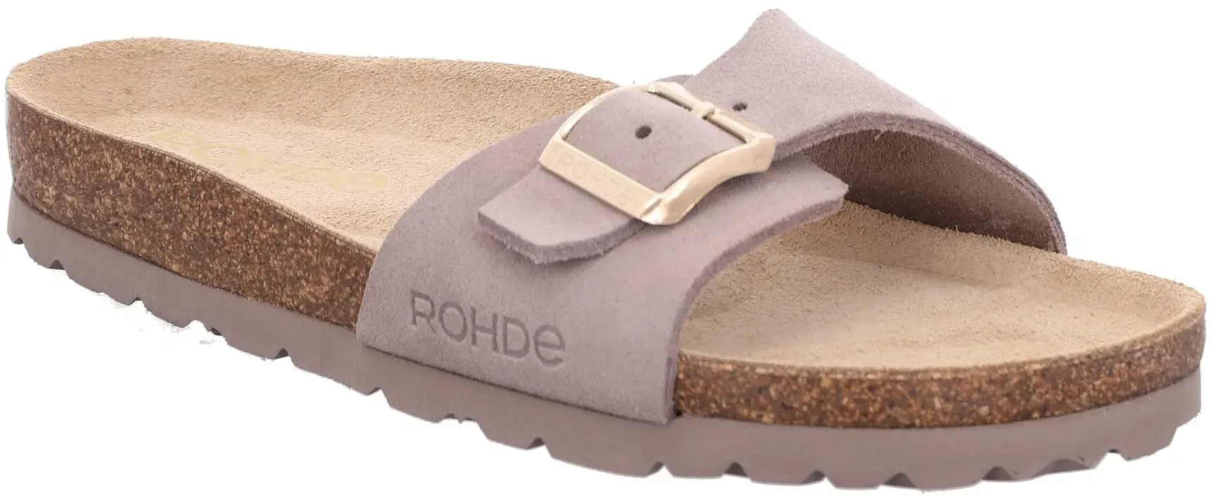 Pantolette ROHDE, Damen, Gr. 43, beige (hellbeige), Veloursleder, Schuhe Pantolette, Sommerschuh, Schlappen mit vorgeformtem Softfußbett, Topseller