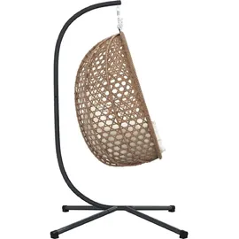 vidaXL Hängender Ei Stuhl Poly-Rattan 0 x 0 x 0 cm Hellcreme/Kaffee mit Kissen