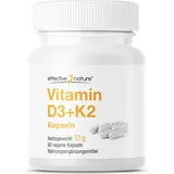 Vitamin D3 + K2 Kapseln 1000 I.E. Vitamin D3 - 60 Stück für 2 Monate - Mit 25 mcg Vitamin D3 und 90 mcg Vitamin K2 pro Tag