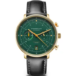 STERNGLAS - HAMBURG - CHRONO - EDITION VINTAGE - dunkelgrün - gold - bridle schwarz / 42MM