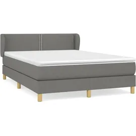 vidaXL Boxspringbett mit Matratze Dunkelgrau 140x200 cm Stoff