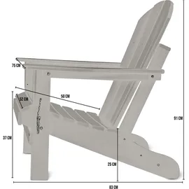 ASPERO Gartenstuhl Adirondack 75 x 75 x 83 cm weiß