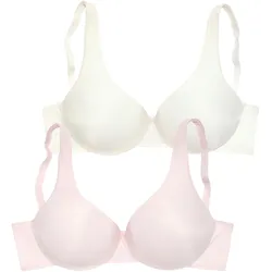 T-Shirt-BH NUANCE, Damen, Gr. 100, Cup D, bunt (rosé, creme), Microtouch, Obermaterial: 85% Polyamid, 15% Elasthan, klassisch, BHs T-Shirt-BH Bügel-BH BH BH-Set, mit Bügel und nahtlosen, doppellagigen Cups, Topseller