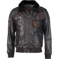 Top Gun Bomber, Lederjacke - Braun - XXL