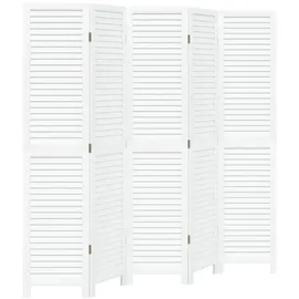 vidaXL 5-tlg. Raumteiler Weiß Massivholz Paulownia Vidaxl