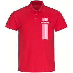 multifanshop Poloshirt - Mainz - Streifen - Druck weiß - Polo