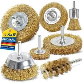 S&R Drahtbürste Set 7-teilig für Bohrmaschine 38/50/75/100 mm