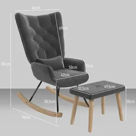Homcom Schaukelsessel, Dunkelgrau, Kunststoff, 96x101x66 cm, Wohnzimmer, Sessel, Relaxsessel