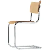 Thonet Freischwinger S43 Buche natur klar lackiert braun, Designer Mart Stam, 83x44x53 cm