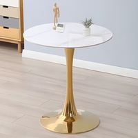 360Home Runder Tisch für Wohnung Coffee Shops Hotel Gewerben Weiß Glänzender Tisch beine Gold