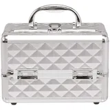 DREAMADE Kosmetikkoffer Mini, Schminkkoffer Make-up Multikoffer, Beauty Case, Make-up Box Kosmetikkasten ausklappbar, Kosmetikkoffer mit Spiegel, Kosmetiktasche tragbar (Silber)