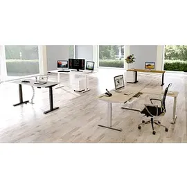 Kerkmann Move 4 elektrisch höhenverstellbarer Schreibtisch weiß rechteckig, T-Fuß-Gestell weiß 250,0 x 100,0 cm