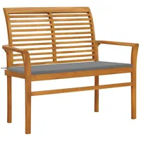 VidaXL Gartenbank mit Grauer Auflage 112 cm Massivholz Teak