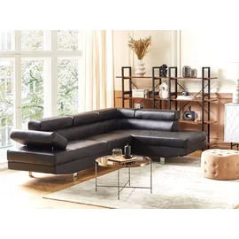 Beliani Ecksofa 5-Sitzer Norrea Kunstleder Schwarz Linksseitig