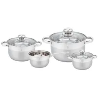 gustav voss MAILAND Topf-Set 7-tlg. 1 x Stielkochtopf + 3 x Kochtopf + 3 x Glasdeckel