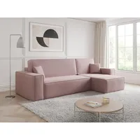 Compleo Ecksofa Schlafsofa 244 cm, L-Form, Schlaffunktion mit Bettkasten CARLS, universelle Ottomane rosa