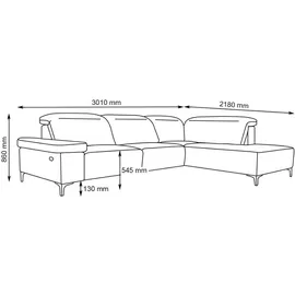 VitaliSpa Sofa - Bettsofa, James Grau Relaxfunktion 301x86 cm Rechte Ecke,
