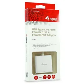 Equip USB-C auf HDMI, USB-A, 60W USB PD Adapter 0,15 m Weiß