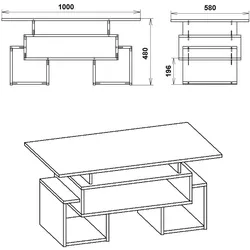 Couchtisch Tandem Design Tisch Wohnzimmertisch Beistelltisch ABS Kanten Ablagen WEIß