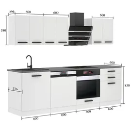 Belini Küchenzeile 240 cm Grau