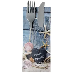 GastroPapier 520 Bestecktaschen mit Serviette maritim 20 cm