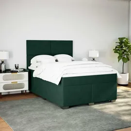vidaXL Boxspringbett 140 x 200 cm Dunkelgrün