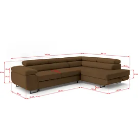 storez24 Eckcouch Textil 3-Sitzer Braun