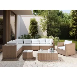 Beliani Lounge-Set 8-tlg. Sandbeige/Weiß