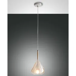 verspielte Pendelleuchte Fabas Luce Lila Tropfenform Glasschirm Amber 3481-40-125