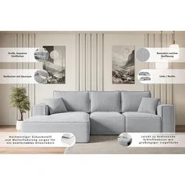 altdecor Ecksofa Cord 2-Sitzer Grau