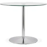 KADIMA DESIGN Esstisch Chromfuß, Ø 90 cm, Rund, Transparente Glasplatte | Gr.: onesize