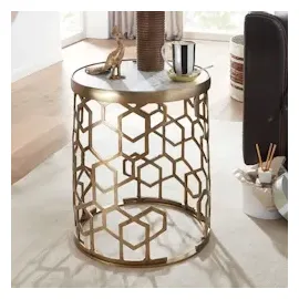 KADIMA DESIGN Beistelltisch Echter Marmor 46x46x55 cm Anstelltisch Metall | Gr.: onesize