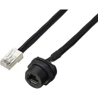 TRU Components TC-E13T-FR6-PWF/MR6-NCA-0.5PV-JD RJ45-Buchse zur rückseitigen Montage mit Draht