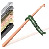 JK Trade Schuhlöffel 62cm Edelstahl Kupfer poliert (1-tlg., lang & stabil), Metall Schuhanzieher lang zum Stehen, Aufhängbar, 2mm Extra Stabil braun