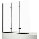 EMKE Emke, - Duschwand für Badewanne Mattschwarzer Badewannenfaltwand 3-teilig Faltbar, 130x140cm Badewannen-duschwand 6mm Nano-glas