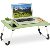 Relaxdays Laptoptisch für Bett & Couch, HxBxT: 26 x 63 x 40 cm, klappbarer Betttisch, MDF, Eisen, Notebooktisch, grün
