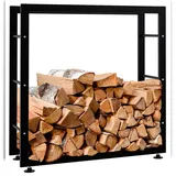 deluke Kaminholzregal Metall 25 x 80 x 80 cm Schwarz